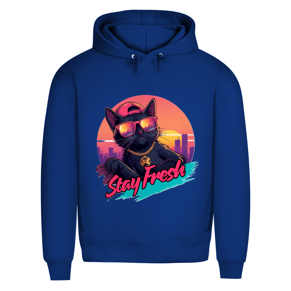 Herren Premium Bio Hoodie Stay Fresh Cat