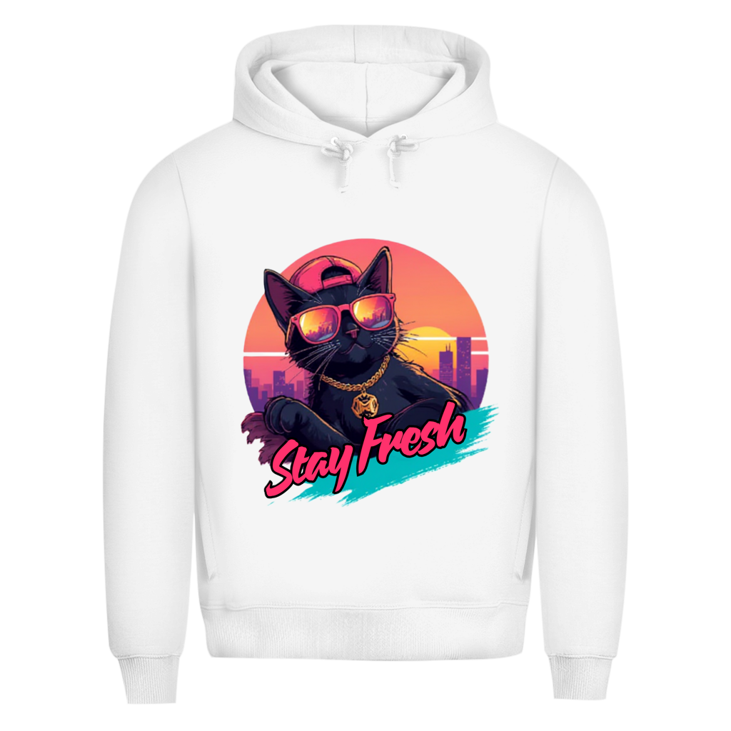 Herren Premium Bio Hoodie Stay Fresh Cat