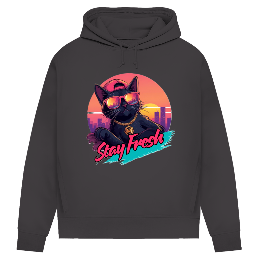 Damen Premium Bio Hoodie Stay Fresh Cat
