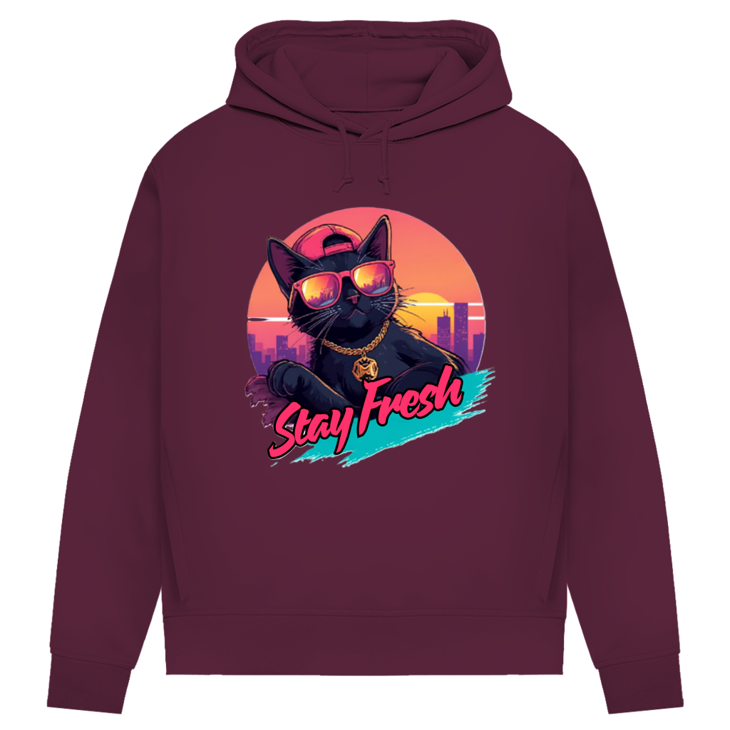 Damen Premium Bio Hoodie Stay Fresh Cat