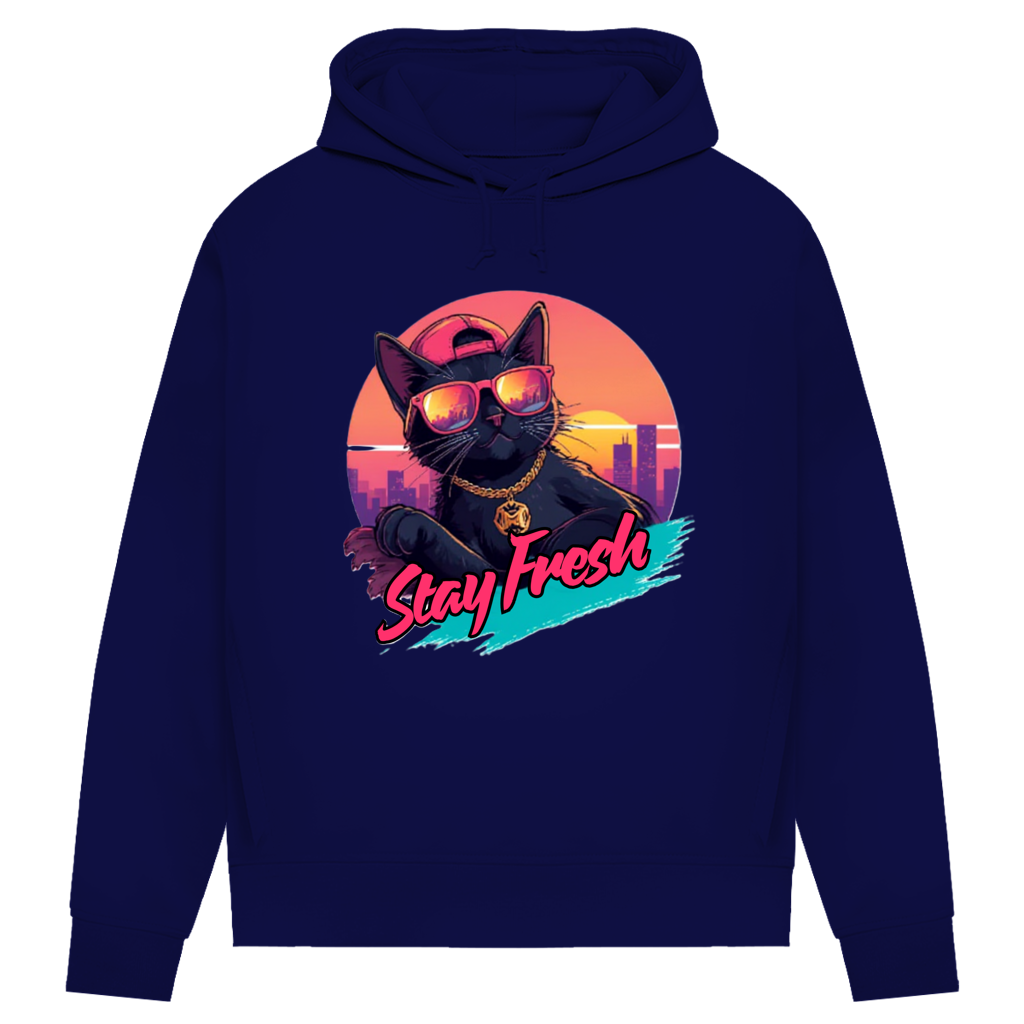 Damen Premium Bio Hoodie Stay Fresh Cat
