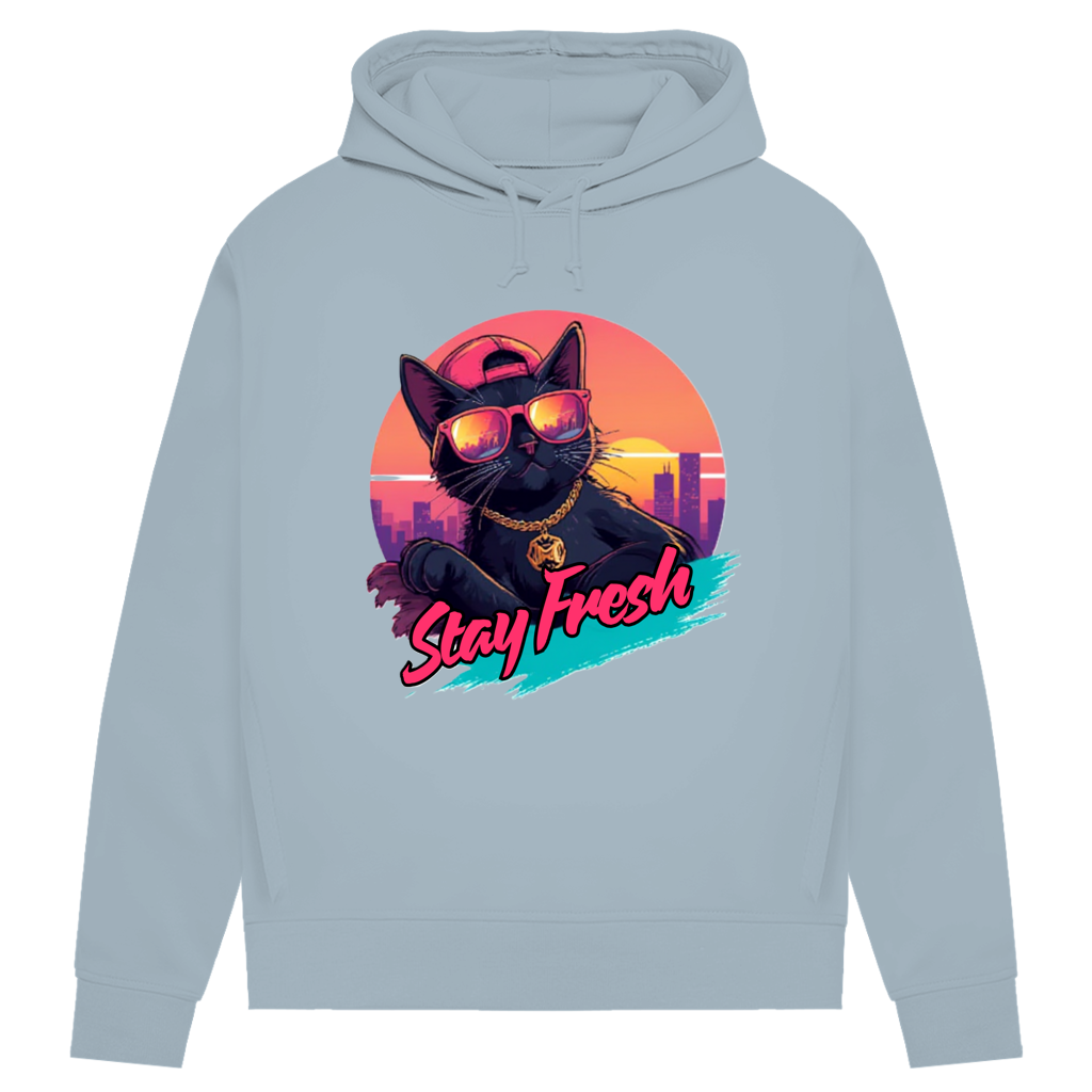 Damen Premium Bio Hoodie Stay Fresh Cat