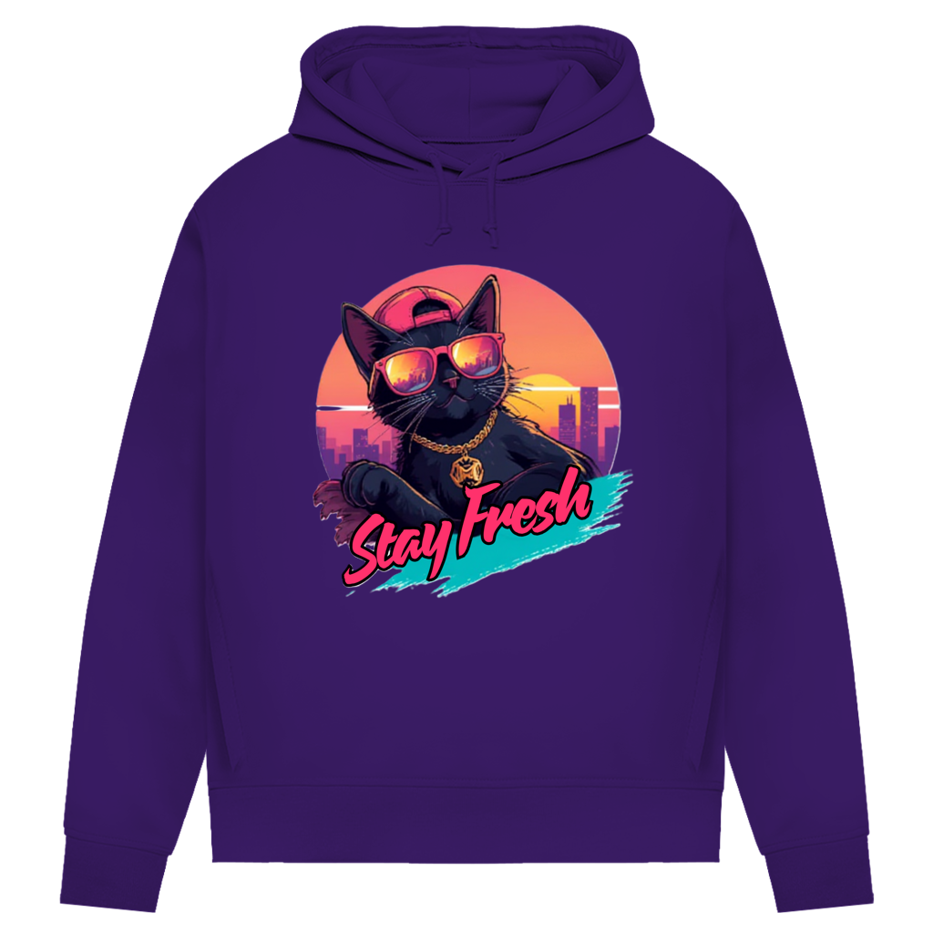 Damen Premium Bio Hoodie Stay Fresh Cat
