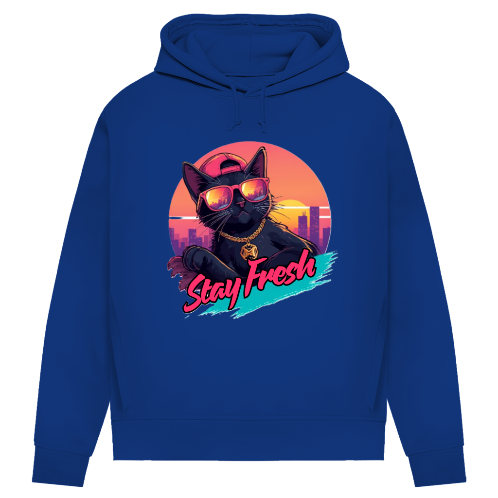 Damen Premium Bio Hoodie Stay Fresh Cat
