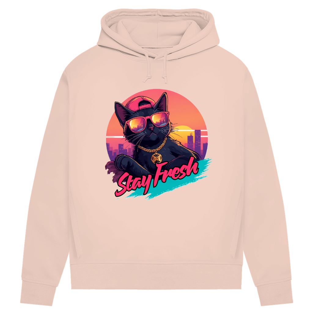Damen Premium Bio Hoodie Stay Fresh Cat
