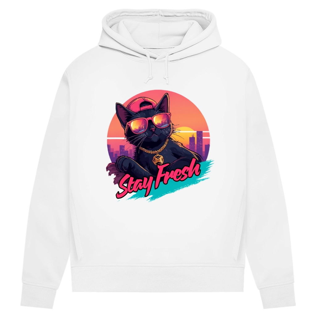 Damen Premium Bio Hoodie Stay Fresh Cat