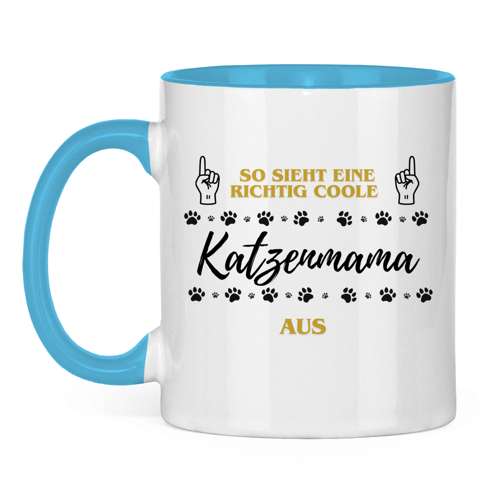 Tasse zweifarbig Coole Katzenmama