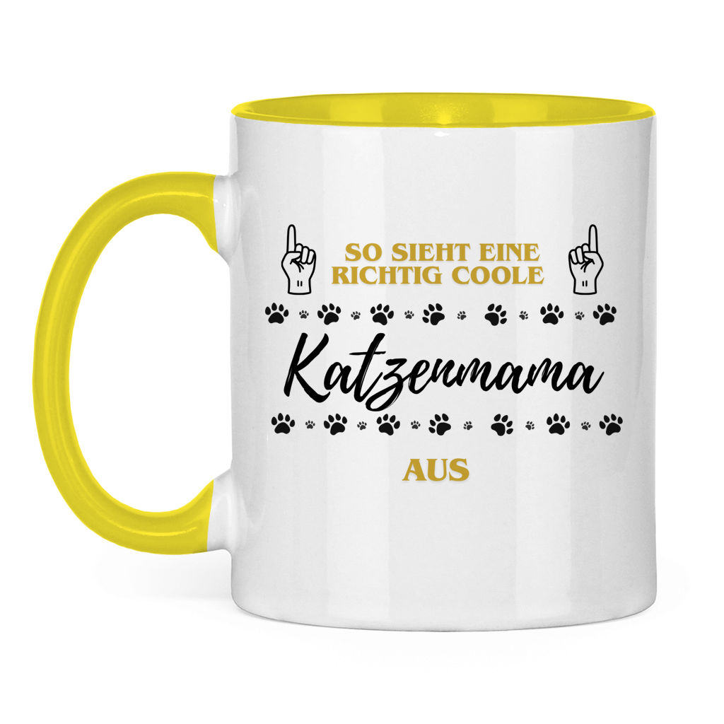 Tasse zweifarbig Coole Katzenmama