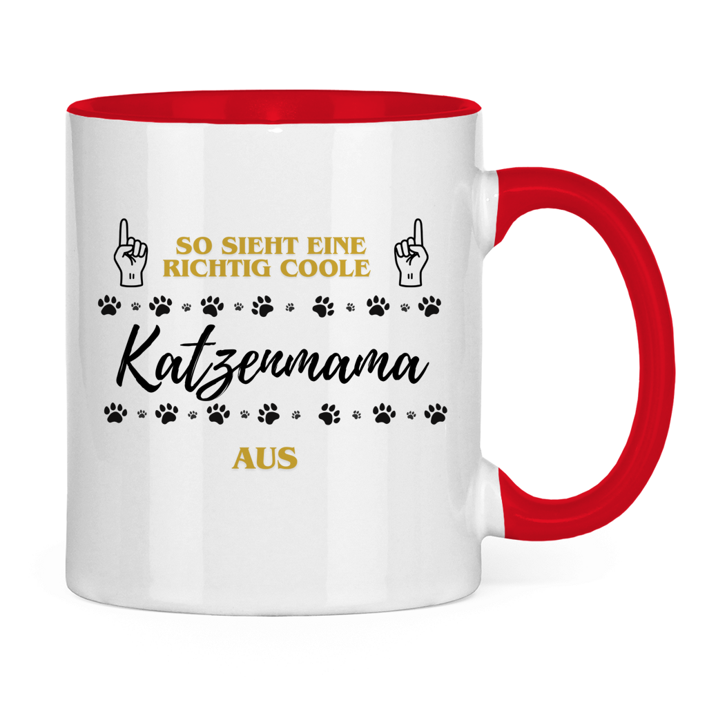 Tasse zweifarbig Coole Katzenmama