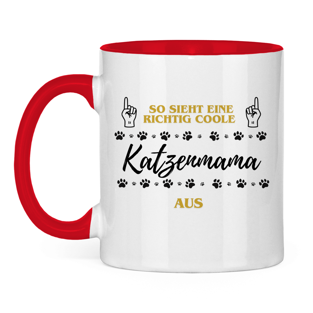 Tasse zweifarbig Coole Katzenmama