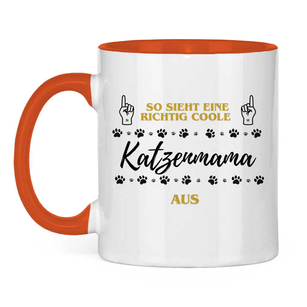 Tasse zweifarbig Coole Katzenmama