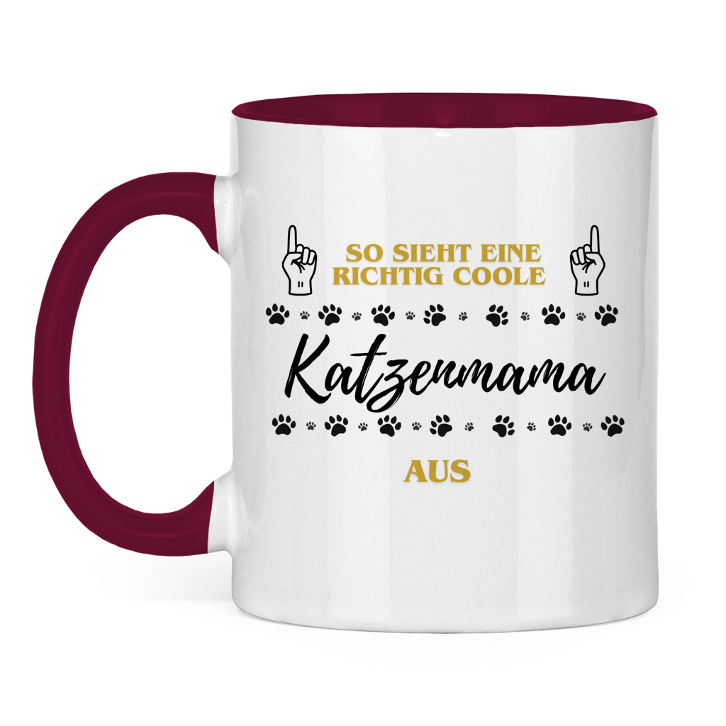 Tasse zweifarbig Coole Katzenmama