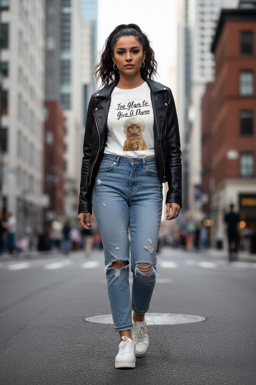 Damen Premium Bio T-Shirt Too Glam Cat 1