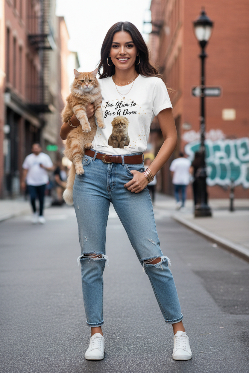 Damen Premium Bio T-Shirt Too Glam Cat 2