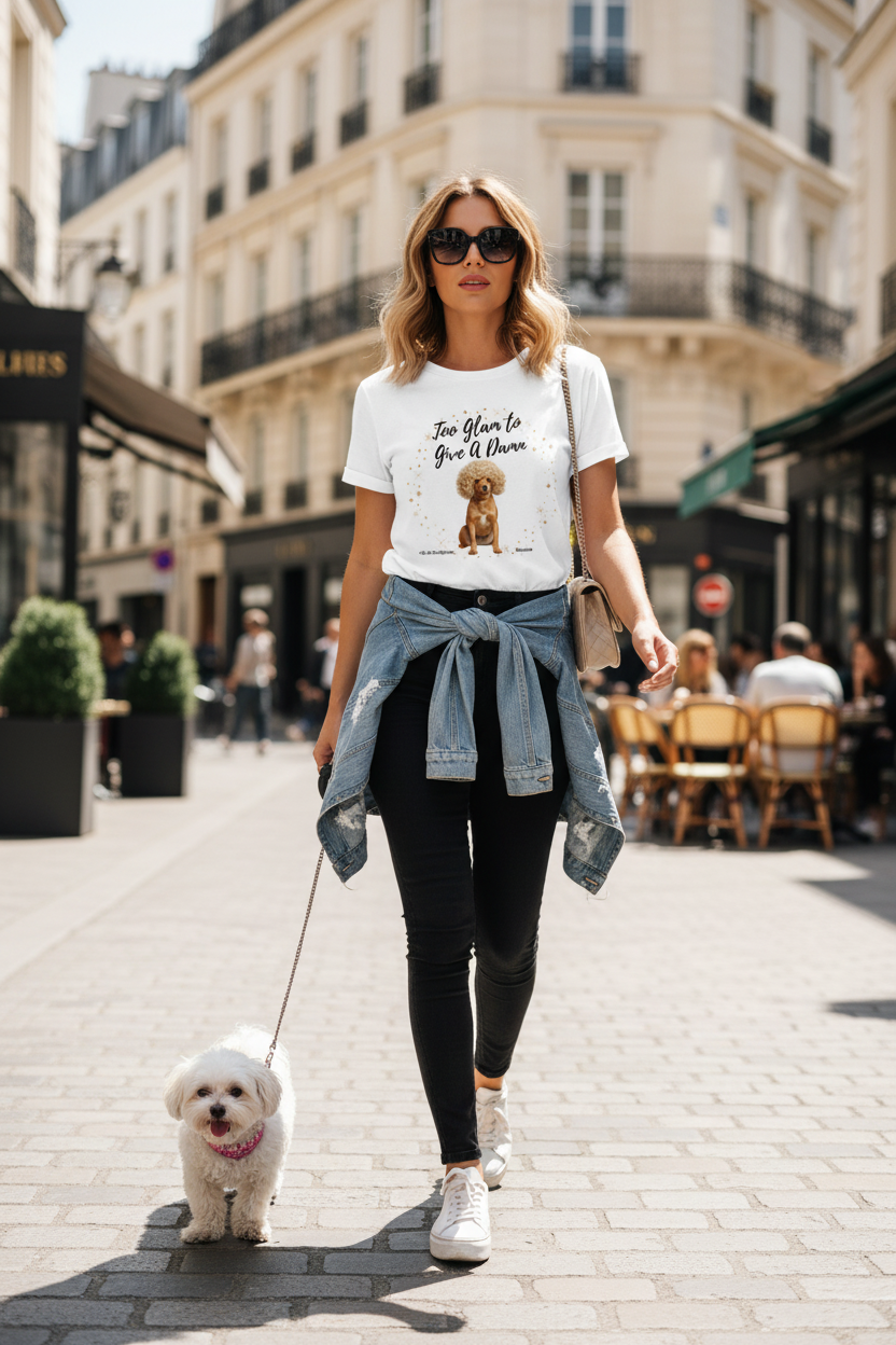Damen Premium Bio T-Shirt Too Glam Dog 1