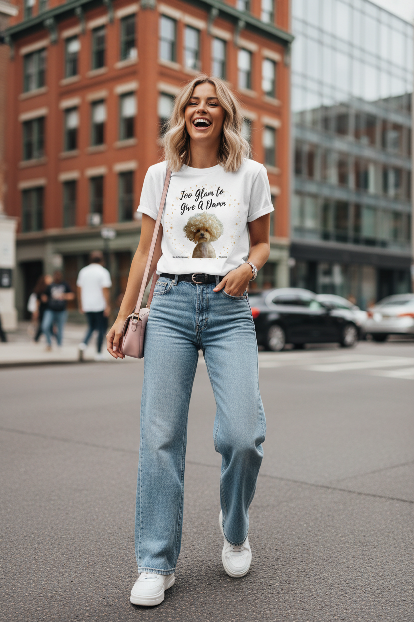 Damen Premium Bio T-Shirt Too Glam Dog 3