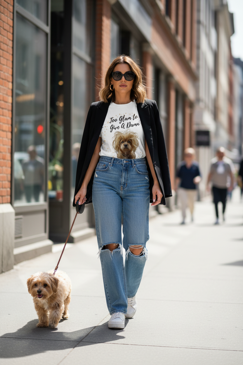 Damen Premium Bio T-Shirt Too Glam Dog 4