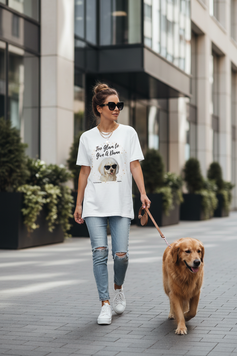 Damen Premium Bio T-Shirt Too Glam Dog 5