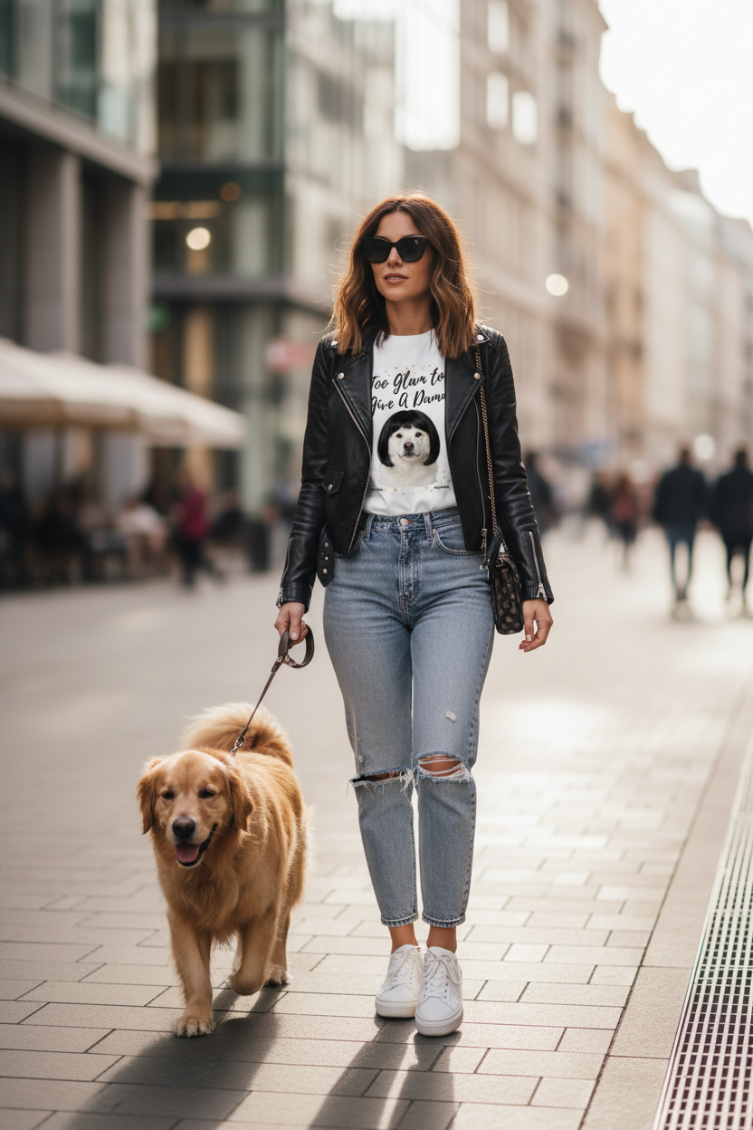 Damen Premium Bio T-Shirt Too Glam Dog 6