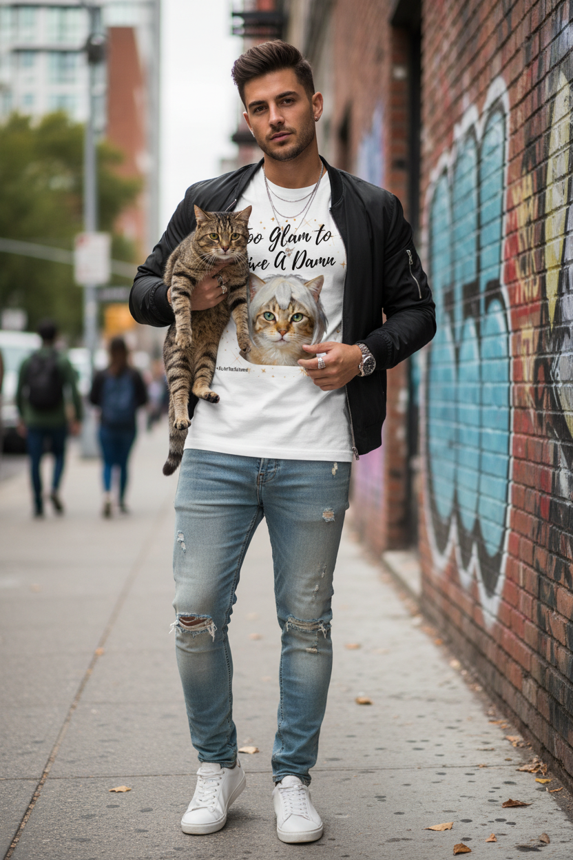 Herren Premium Bio T-Shirt Too Glam Cat 4