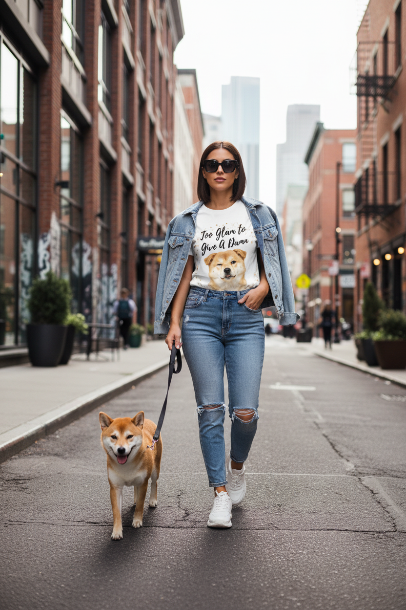 Damen Premium Bio T-Shirt Too Glam Dog 8